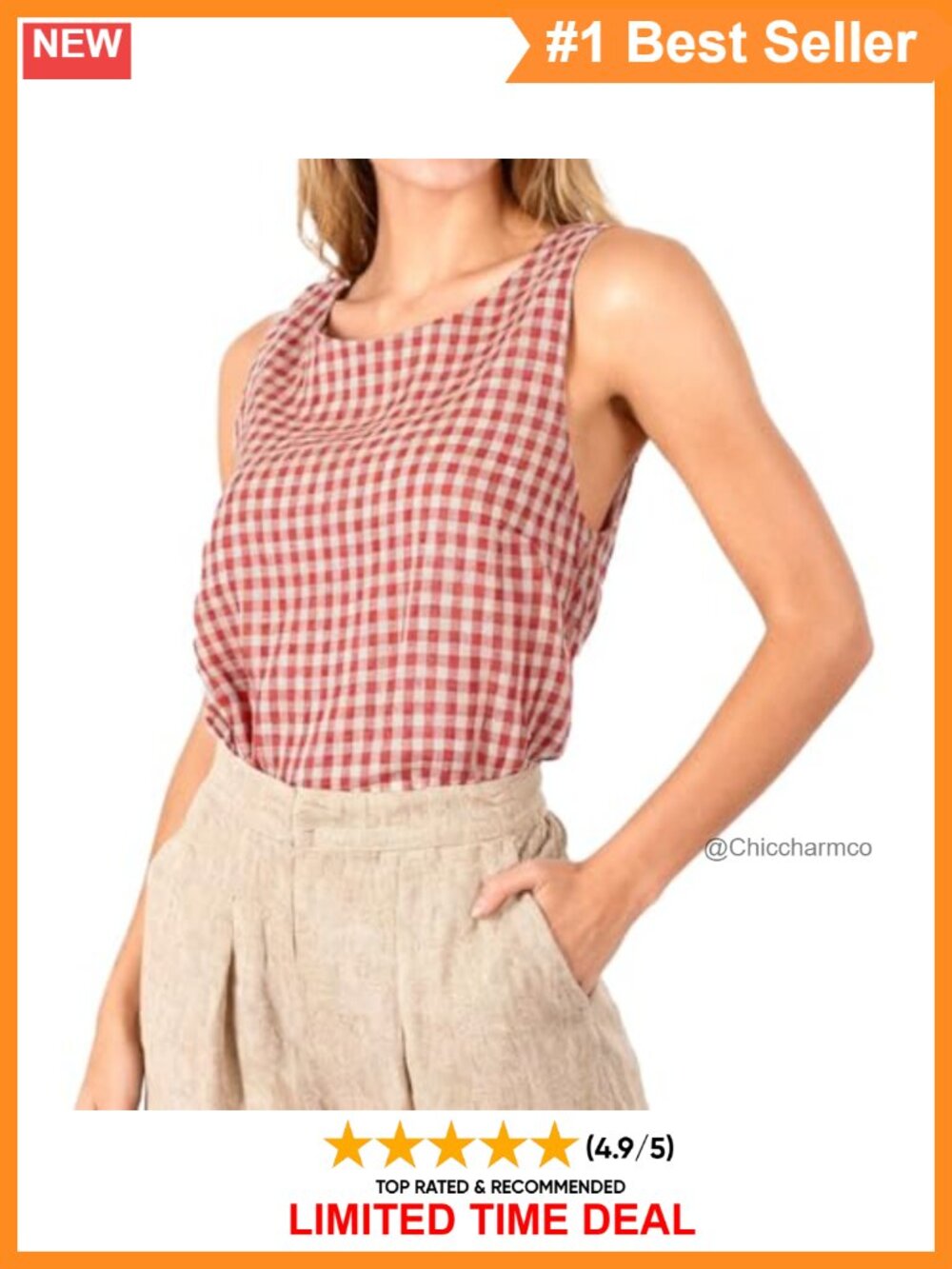 100% Linen Cross Back Tank Top Sleeveless Summer Casual Woven Top